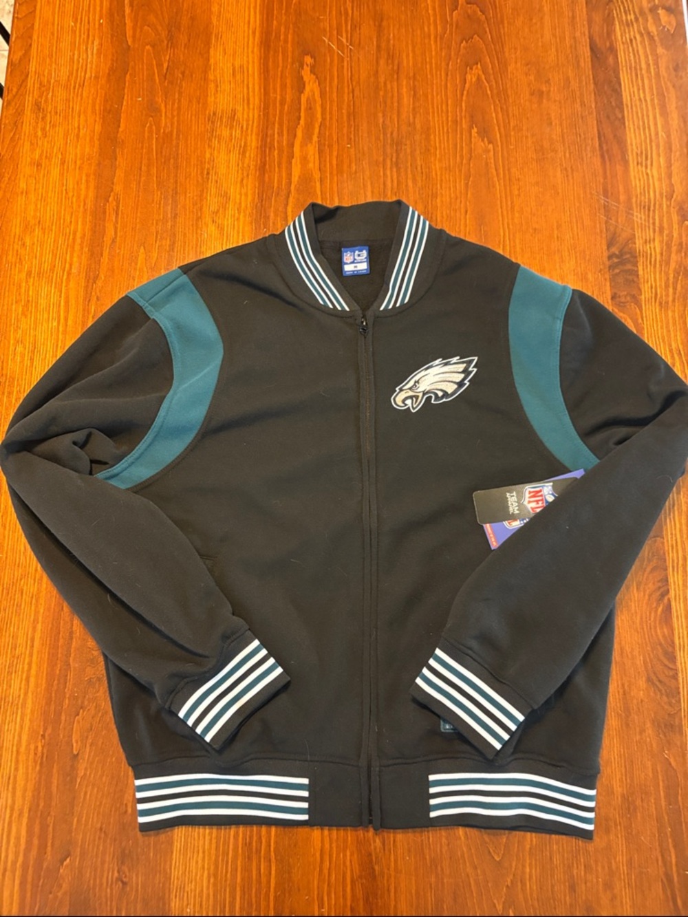 NFL Philadelphia Eagles Black & Midnight Green Team Logo Bomber Jacket